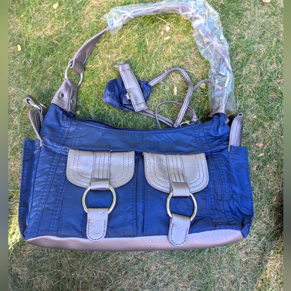 Blue women's bag w/ mini change holder